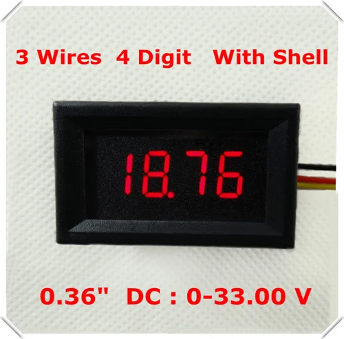4-значный Цифровой Вольтметр 0,3" с корпусом 0-33,00 в, три провода, панель напряжения, светодиодный дисплей, 4 шт./партия] - Цвет: RED