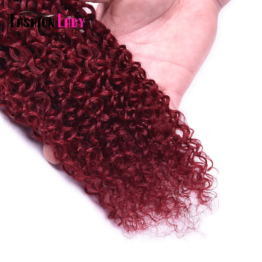 Fashion Lady Pre-Colored Ombre Brazilian Hair 3 Bundles Two Tone Human Hair Weave 1b/burg Burgundy Curly Bundles Non-remy
