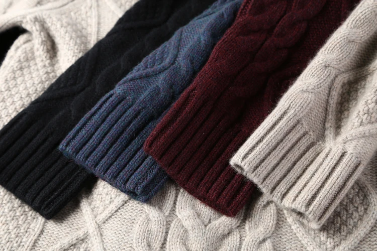 Зимний женский свитер с высоким воротником, кашемировый свитер, Женский Одноцветный толстый вязаный свитер, твист узор, теплый пуловер