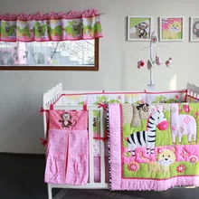 Зебра животных мультфильм 7 шт. детские постельные принадлежности набор для детской кроватки Одеяло Бампер простыня занавеска