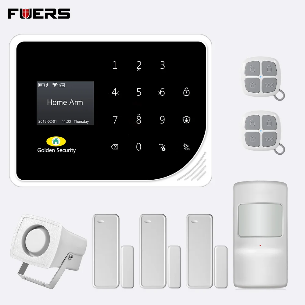 

FUERS S5 Language switch 720P HD IP Camera APP Remote Control Timing Arm Disarm Call Push Wireless WiFi GSM Home Alarm System
