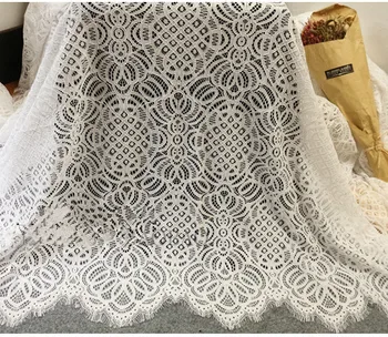 

3M/Lot Free Shipping Eyelash Lace Fabric DIY Formal Dress Tablecloth High-Grade Fabric White Black 150CM Wedding Accessories