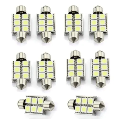

10 x 36mm 5050 SMD 6 Canbus LED Festoon Dome Bulb Lamp Car White