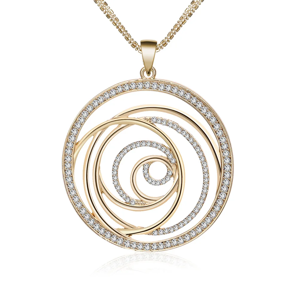 

Fanqieliu 2018 Long Sweater Chain Women Hollow Out Screw Pendant Necklace Vintage Gold Rhinestone Necklace For Women FQL10194