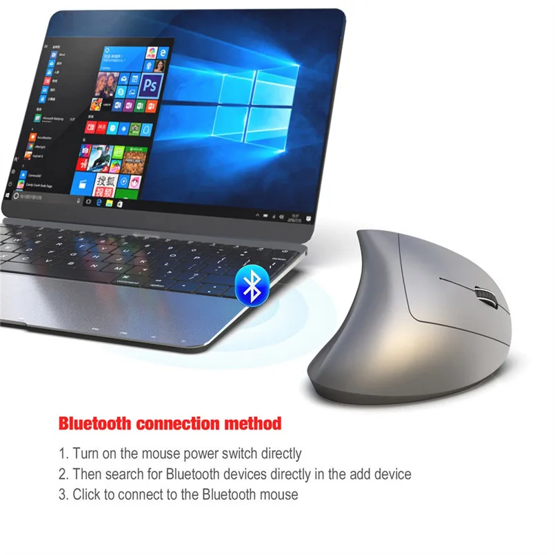 HXSJ T29 Wireless Bluetooth 3.0 Wireless Mouse Ergonomic Design Vertical 2400DPI Mice ABS Ergonomic Optical Mouse 40AP1003