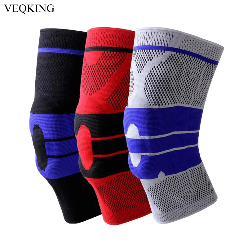 

VEQKING S-5XL Plus Size 1PC Silicone Collision-proof Knee Pad Spring Running Basketball Riding Fitness Knee Support Brace