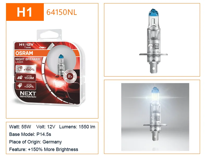 Лампа Ксеноновая OSRAM H1 H3 H4 H7 H8 H11 HB3(9005) HB4(9006) 12V Автомобильные фары лампы галогенные лампы ближнего света, лампа для противотуманной фары+ 150% Яркость