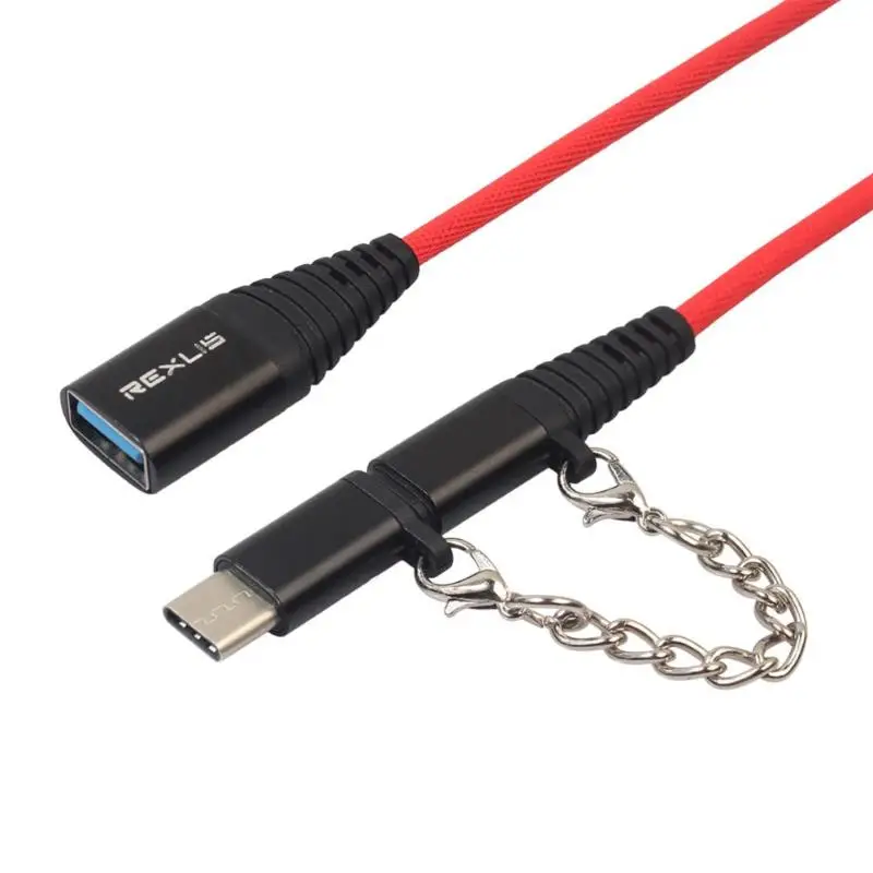 REXUX 2 в 1 тип-c мужской+ Micro USB Мужской к USB 2,0 Женский OTG Кабель-адаптер провод разъем для телефона планшет Настольный Ноутбук