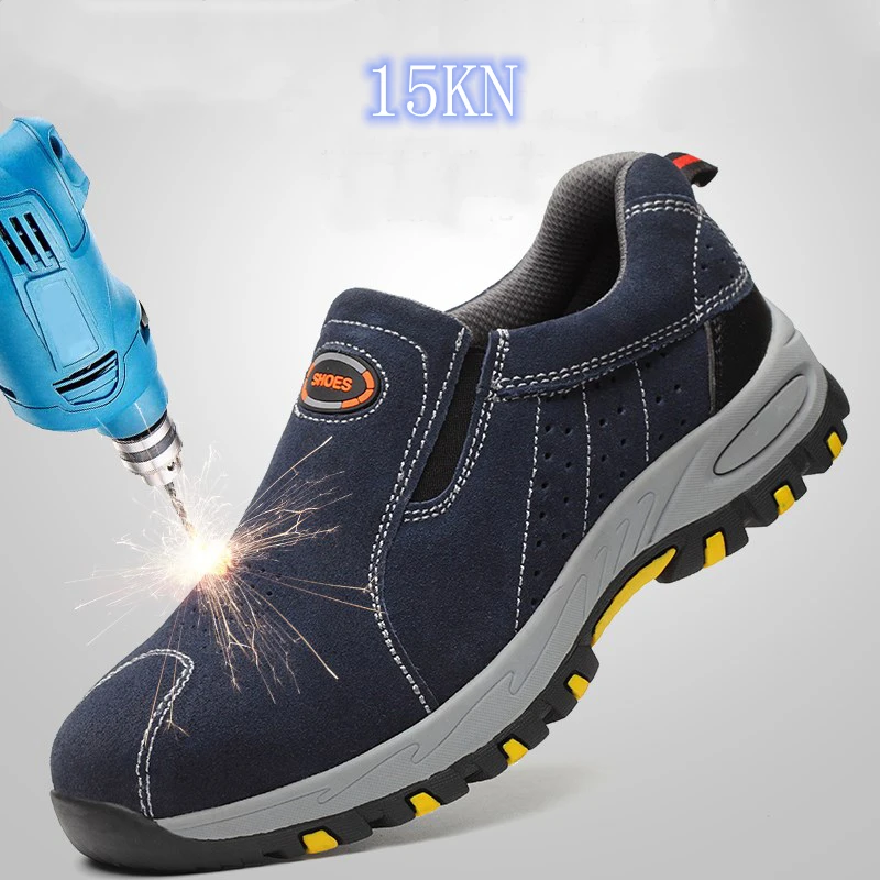 

A Professional Work Shoes Mens Sneakers 2019 Safety Shoes Women Breathable Steel Toe Shoes Men Shoe Couple for worker Slip on