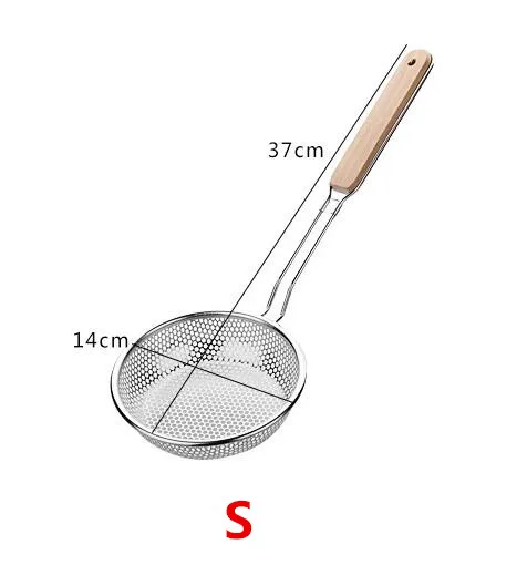 Stainless steel flour sifter Sieve Colanders S/M/L/XL Size Fine Mesh Wire oil strainer pot Frying Basket for baking Cooking Tool - Цвет: S