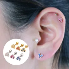 Feelgood Белый Синий Фуксия Cz Сердце спиральный для хряща серьги козелок пирсинг ювелирные изделия Грач раковины гвоздики