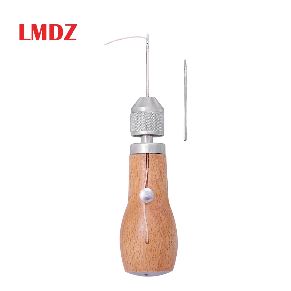 LMDZ Speedy Stitcher Sewing Awl Hand Stitcher Repair Tool Kit for Leather and Heavy Fabrics with 2pcs Needles Coil and Yarn