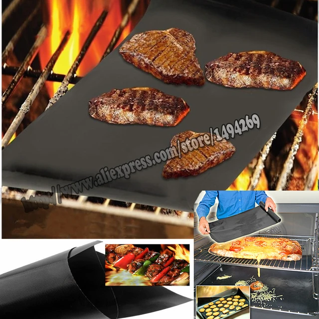 New Special 2 Pcs/SET Non stick PTFE BBQ liners Black cooking sheet