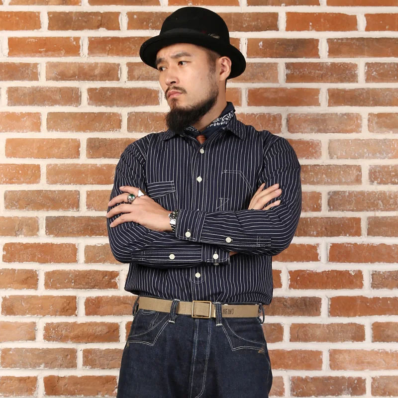 

READ THE DESCRIPTION bronson mens tooling vintage stripe long sleeve shirt