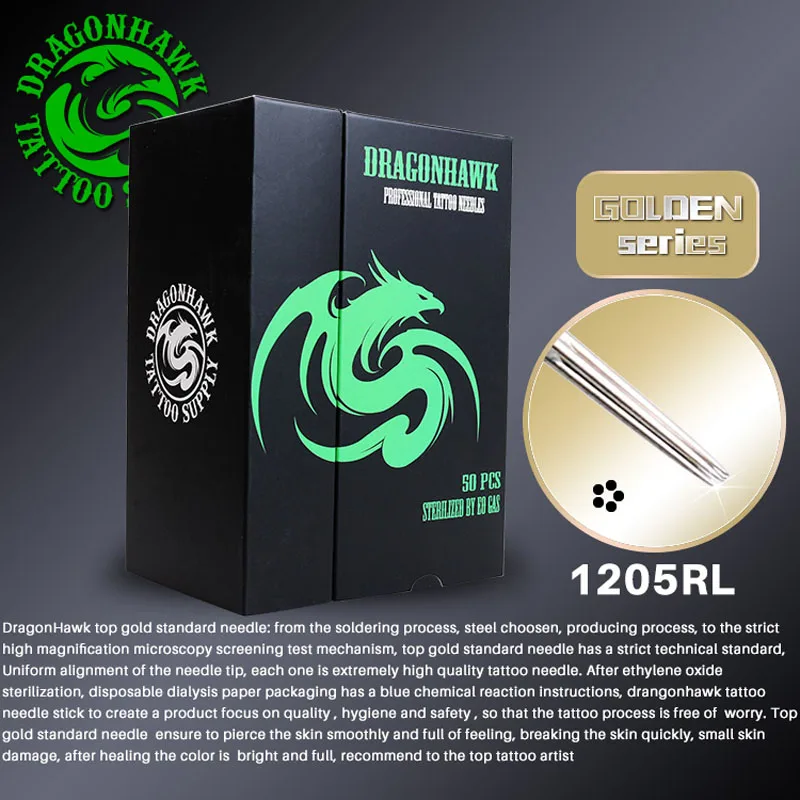 

50 pcs 1205RL Disposable Sterilized Gold Standard Tattoo Needles Round Liner for tattoo grip tip Tattoo Supplies