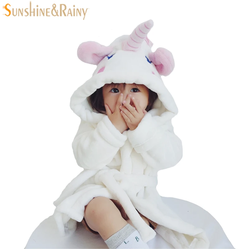 

Children's Bathrobes Unicorn Style Heed Terry Bathrobe For Girls Flannel Cartoon Animal Robes Dressing Gown Kids Home Clothing