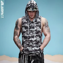 AIMPACT камуфляжная хлопковая безрукавка с капюшоном для мужчин камуфляжная мышечная тренировка майка для тренажерного зала толстовки спортивные рубашки 3AM1009