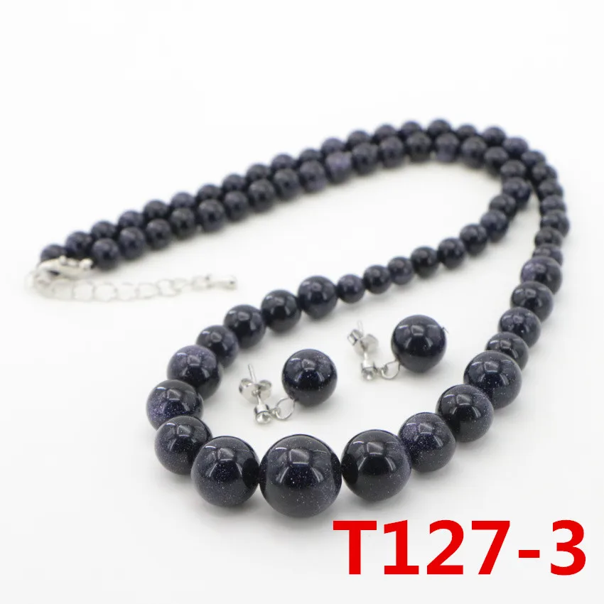 3 Natural Stone Blue Sand Beads Necklace Earring ear nail Fashion DIY Jasper Chalcedony (15)