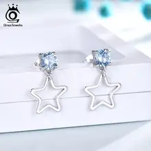 ORSA JEWELS Стерлинговое Серебро 925 большой голубой топаз Звезда Форма Висячие серьги для женщин романтические нежные серьги ювелирные изделия VSE13