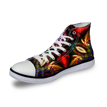

Noisydesigns Boys sneakers Men casual vintage vulcanized shoes lace up high top dark red hand painted 3D print flat canvas shoes