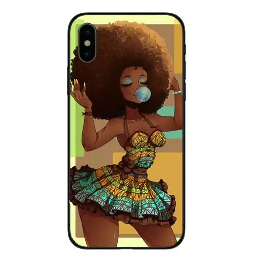 Модные африканские девушки Жесткий ПК телефон чехол для iPhone 7 XR XS Max 6 S Plus 5 5S SE 8 Melanin