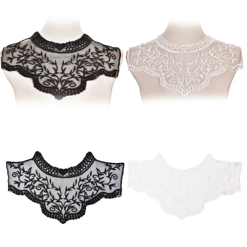 

Lace False Collar White Embroidered Fake Lace Collar Trim Diy Women Applique Sewing Supplies African Guipure Lace Collars