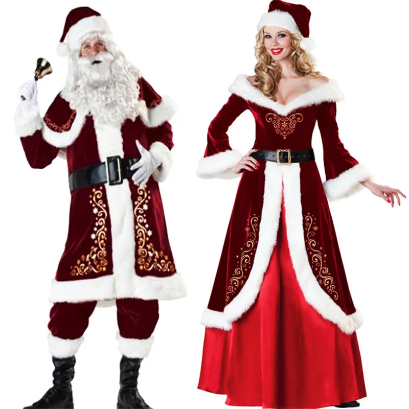 

Plus size Couple Santa Claus Costume Masquerade Party Christmas Uniform fo Couple high quality Halloween Christmas fo man women