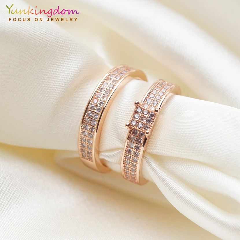 Кольца Yunkingdom Anillos цвета розового золота с фианитом и кристаллами для женщин