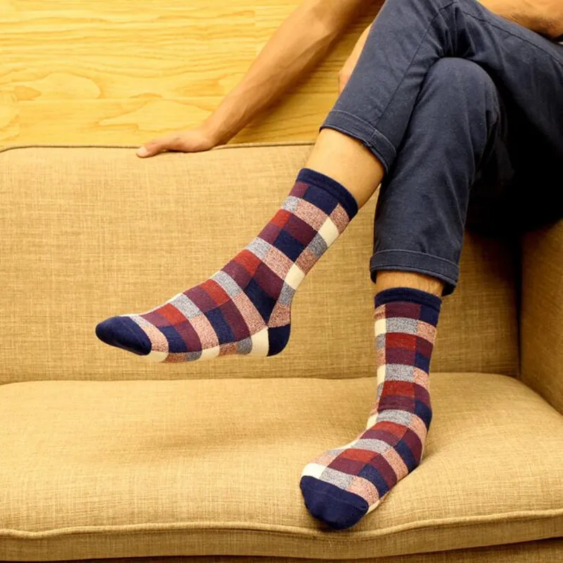 1 пара мужские хлопковые носки в клетку на осень/зиму|cotton men socks|fashion socksmens fashion socks |