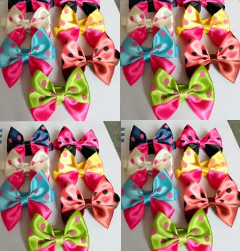 

120pc/lot New Pet Dog polka Dot Pattern Ribbon Bow Bowties New Arrival Ties Cute Dog Bow Tie Dog Grooming Supplies Y150
