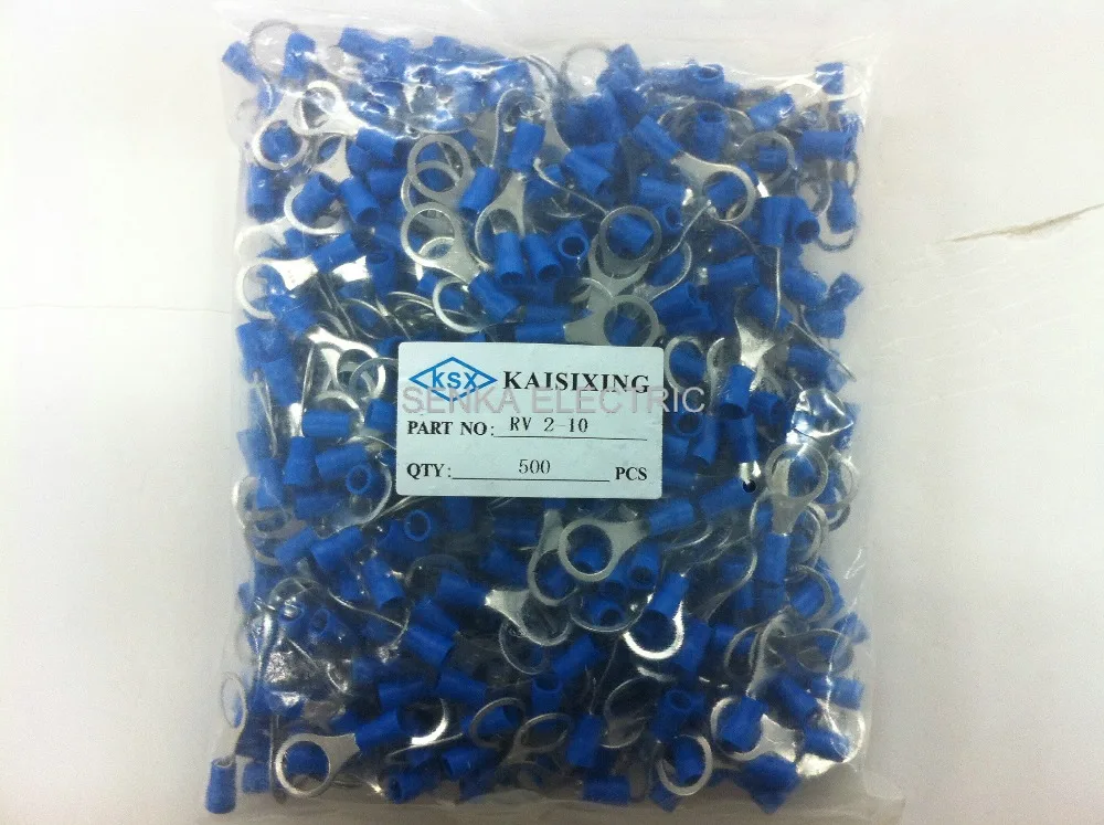 

100pcs RV2-10 16-14AWG 3/8 ferrule Round Type Cable Terminal vinyl insualted ring crimp connector