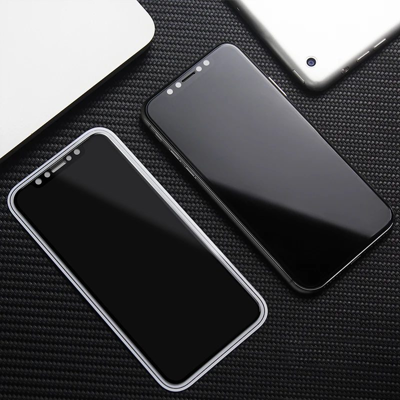 Защитное закаленное стекло для iPhone X 8 Plus 7 9 H твердость черный|Защитные стёкла и