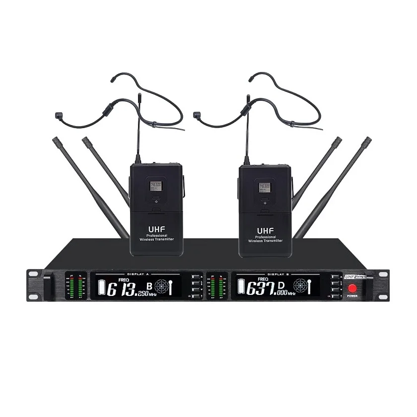

Bolymic dual channels wireless microphone UHF Diversity Headset Wireless Microphone
