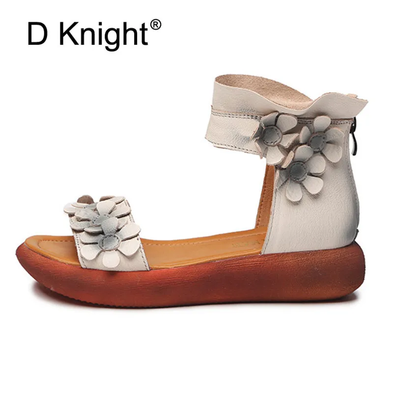 Plus Size Summer Women Sandals Vintage Flower Casual Wedges Heel Platform Shoes Roman Ankle Strap Cow Leather Sandal Women Shoes (5)