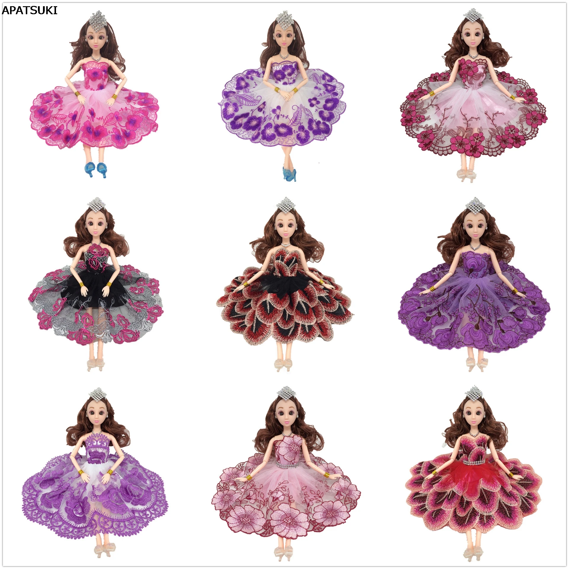 Purple Flower Costume Dress Lace Dresses For 11.5/" Doll 1//6 Fashion Clothes Toy
