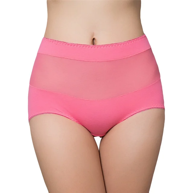 Ladies underwear woman panties High Rise Patchwork Mesh Red Underwear