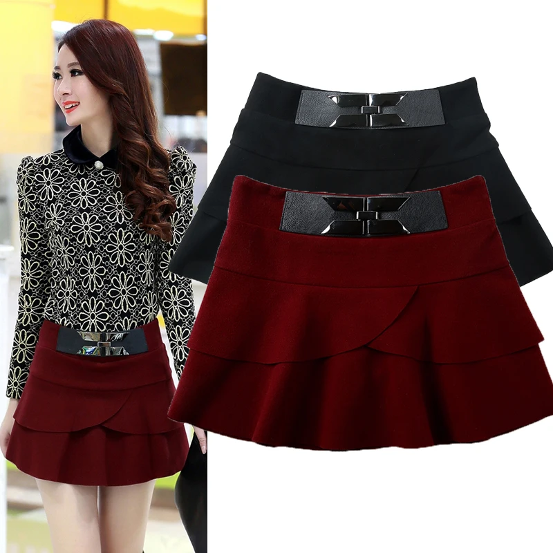 

2018 spring new Slim A word skirt ladies large size cake anti-light skirt