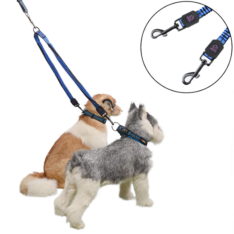 A18 Reflective Double Dog Leash For Two Dogs Tangle Free Double Dog