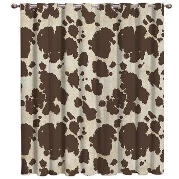 

Animal Printing Cattle Beige Room Curtains Large Window Living Room Curtain Rod Bathroom Bedroom Outdoor Kitchen Fabric Decor