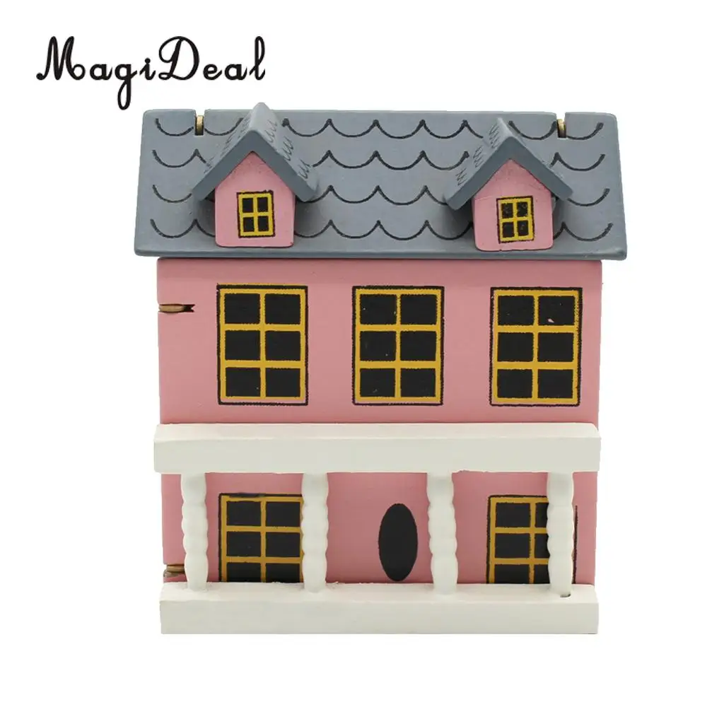 MagiDeal 1/12 Scale Mini Dollhouse Miniatures Villla Wood House Model for Bedroom Livingroom Decor Children Pretend Play Toy
