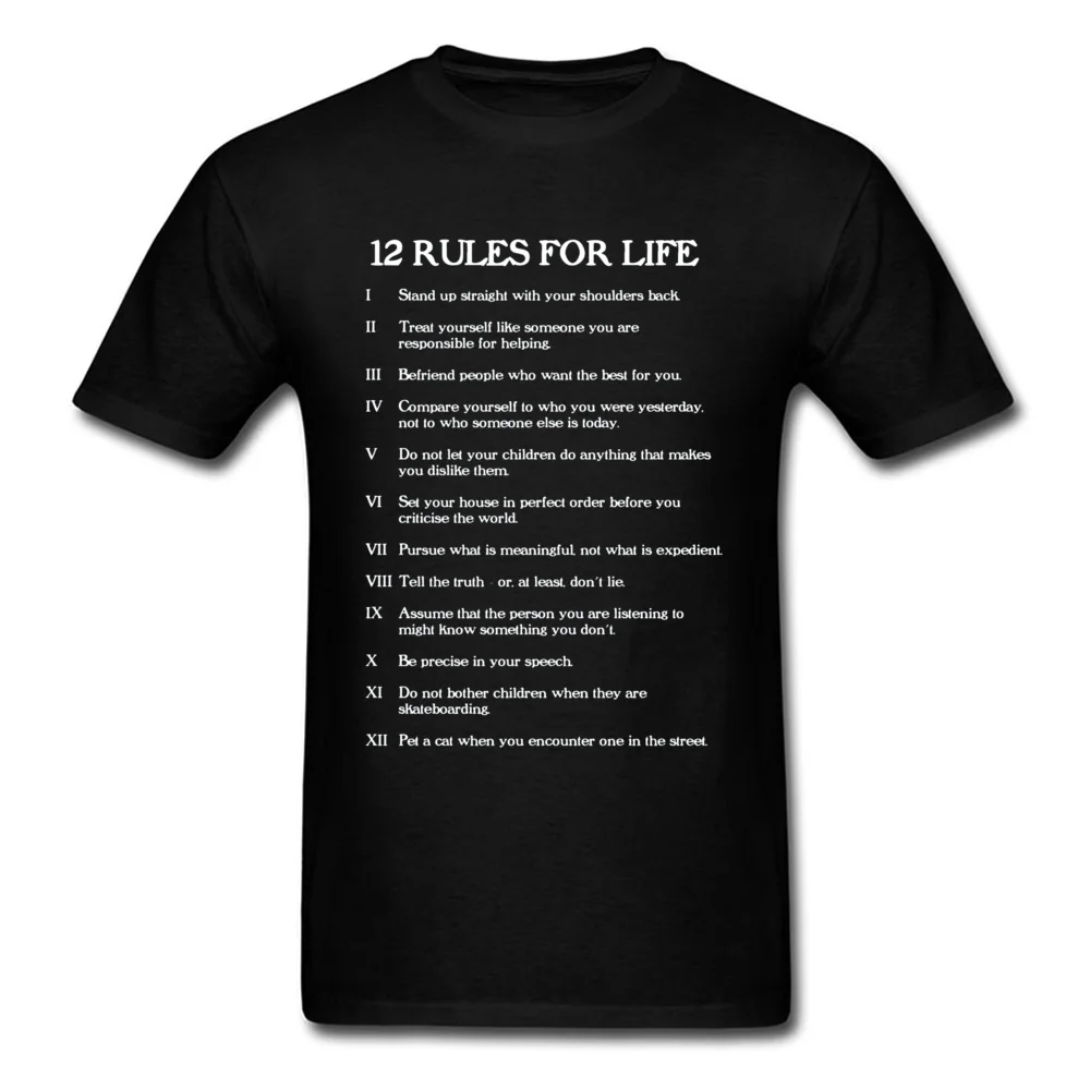 Casual Short Sleeve Tops Shirt Summer Fall O Neck 100% Cotton Fabric Men T Shirt 12 rules for life 23267 Casual T-shirts Funky 12 rules for life 23267 black