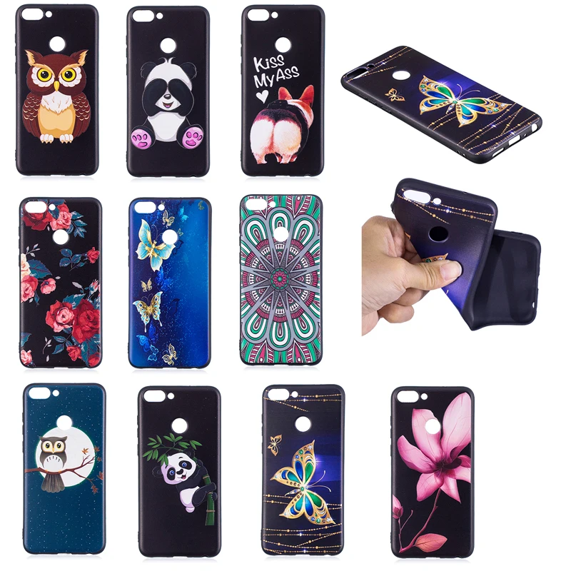 

3D Relief Phone Soft Silicone TPU Black Case Cover Shell Coque for Huawei Y5 II 2017 2018 Y7 Prime P Smart Honor 6C 6X 7X 9 Lite