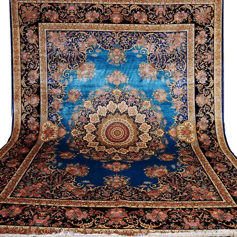 

Chinese Henan carpet factory handmade oriental Persian 100% silk rugs carpet for home decoration
