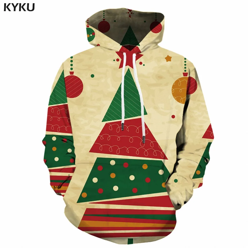 

KYKU Christmas Hoodies Women Tree Female Xmas Ladies Hoody Geometric Woman Clothes Party Japanese Casual Sweatshirts