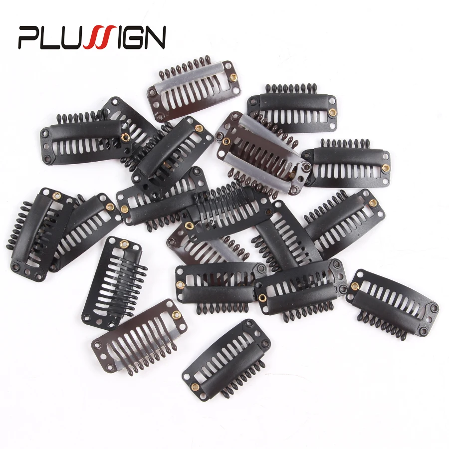

Plussign Snap Clips 10Pcs U-Shape Metal Clips For Hair Extensions Diy Black Brown Begie Wig Clip 9 Teeth Clip Ins