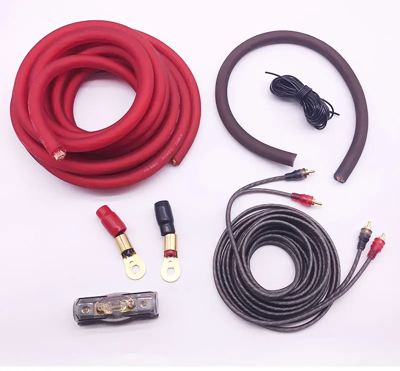 

Pure Copper International standards 0GA Cable Amplifier Subwoofer Speaker Installation Wires Kit Power Cable 80 AMP Fuse Holder