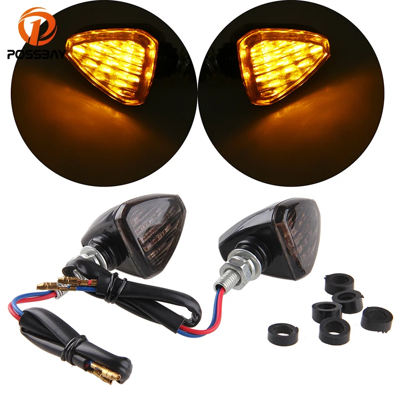 

POSSBAY Smoke Lens Motorcycle Turn Signals Light Motorbike Flasher Scooter Blinker Indicator Lamps for Honda Yamaha Racing Bikes