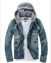 New coming Korean fashion style slim vintage wash zipper knitted detachable hooded cotton demin cloth men jacket coat H3863
