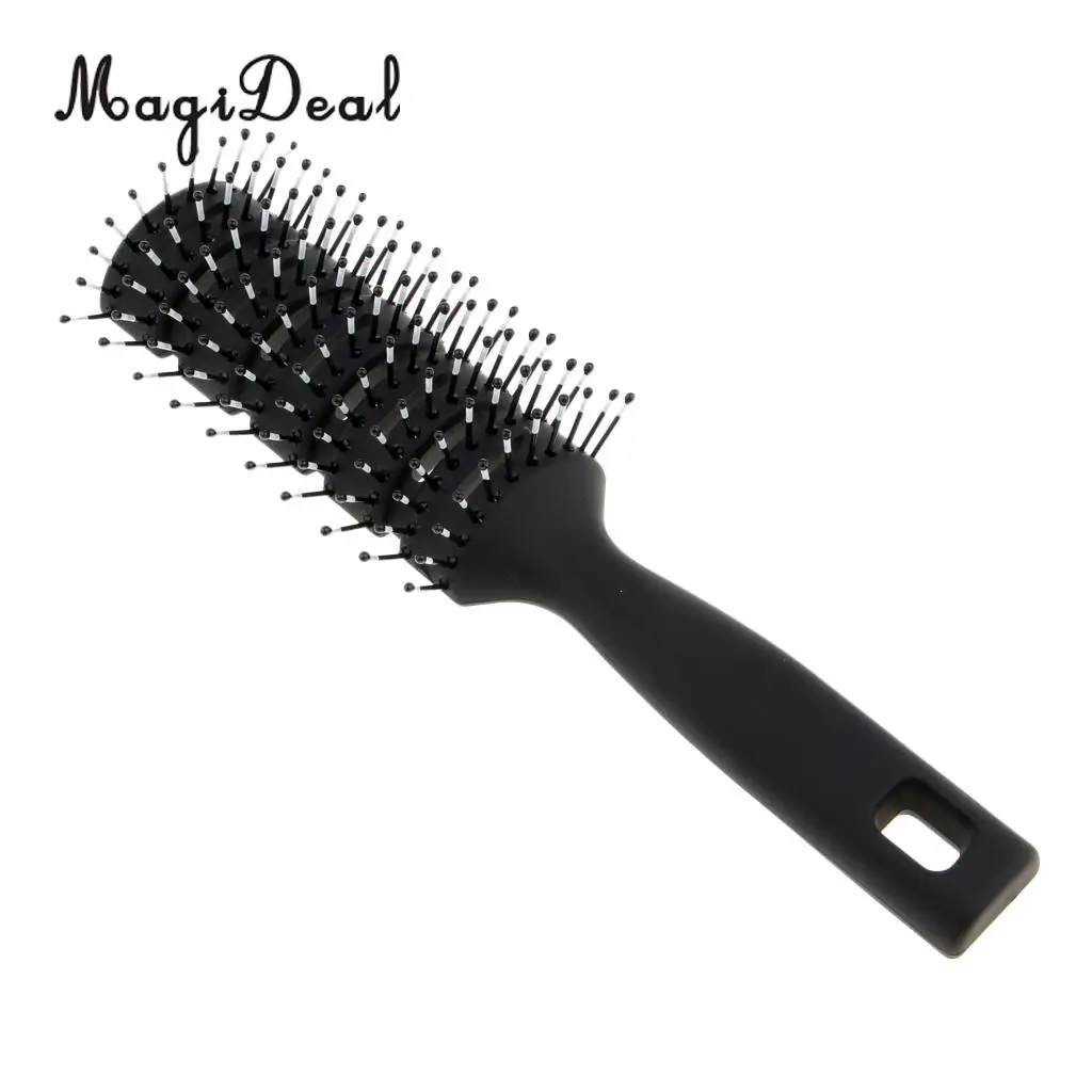 Vented 10 Row Styling Hairbrush Detangler Comb for Wet Dry Long Hair Black
