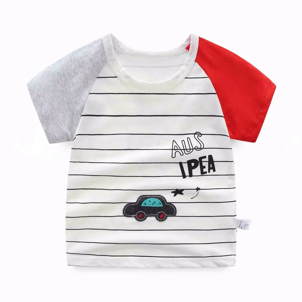 18M 6T Boys Clothing Striped T shirts Short Sleeve 2018 Summer car